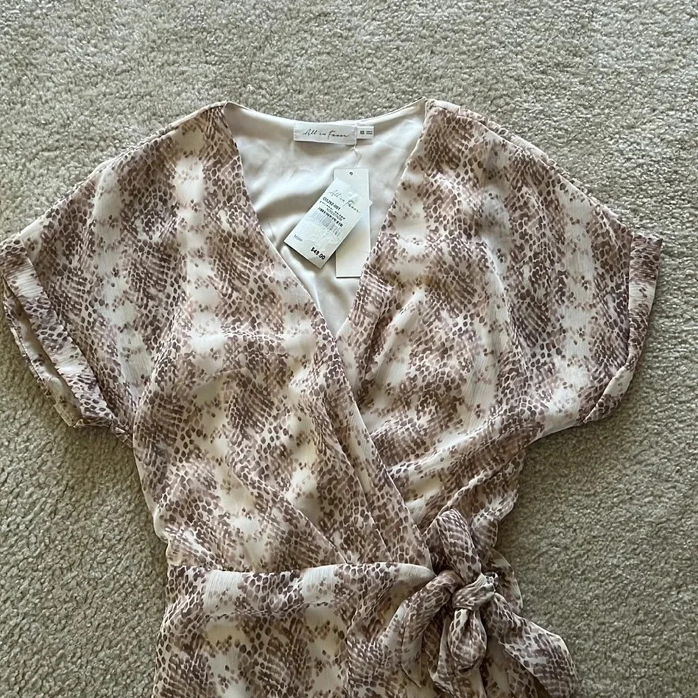 NWT All In Favor blush snakeskin wrap mini dress - Picture 7 of 11